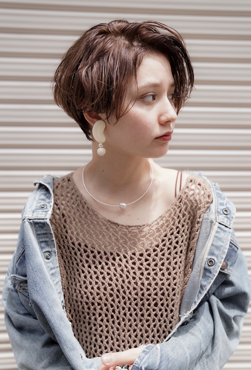 大人可愛い20代30代40代黒髪前下がりショートボブ丸みショート◎