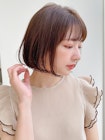 小顔前髪Aラインボブイヤリングカラーかきあげマロンベージュ♪