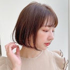 小顔前髪Aラインボブイヤリングカラーかきあげマロンベージュ♪