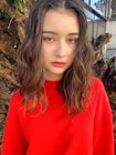 大人かわいいふわミディ低温デジタルパーママロンベージュ小顔