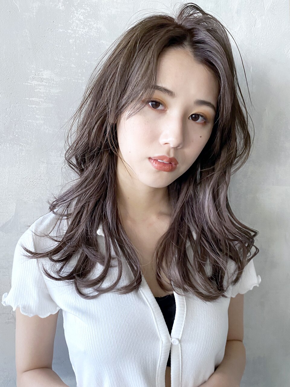 ロングウェーブ_マロンベージュAラインボブかきあげロング_8484