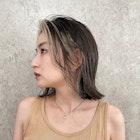 Aラインボブベージュカラー イヤリングカラー切りっぱなしボブ