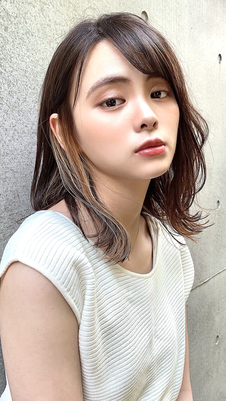 大人　イヤリングカラー　インナーカラー　大人カジュアル