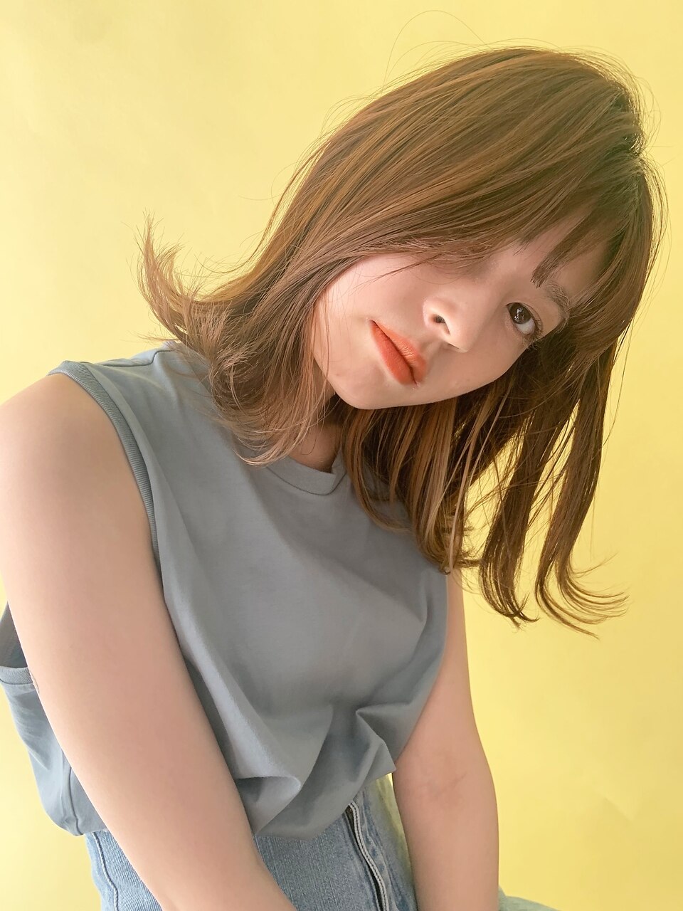 ニュアンス外巻きロブヘア