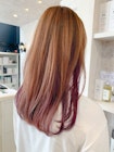 福山市美容室Caary人気 インナーカラー塩基性ピンク×パープル
