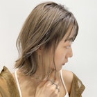 外国人風前下がりレイヤーボブ イヤリングカラー ベージュM818