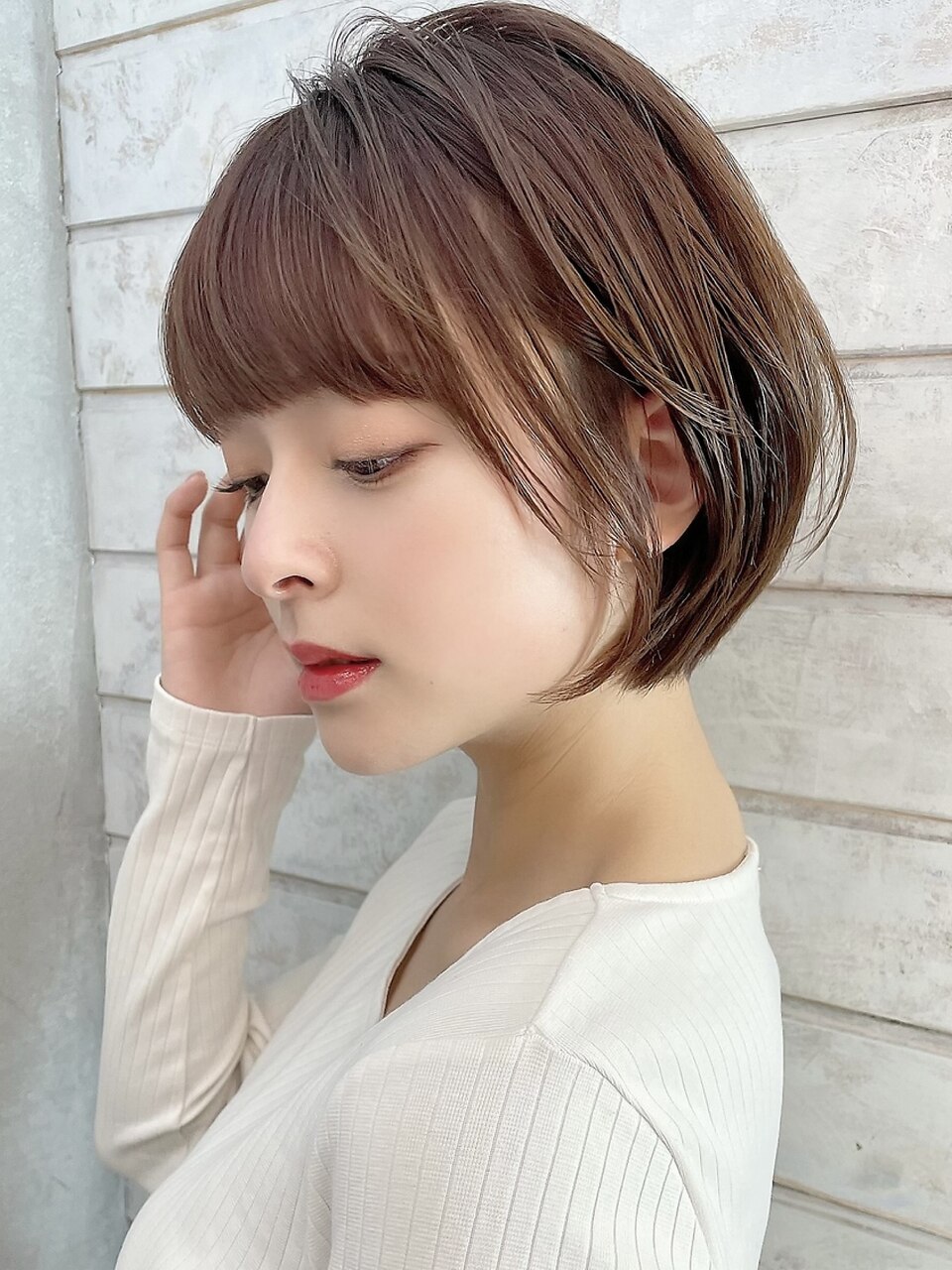 大人かわいいショートボブ☆柔らかベージュカラー
