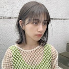 ボブロブヘアカーキグレージュオリーブベージュ大人かわいい小顔