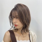 ミディアムヘア×パープルベージュ