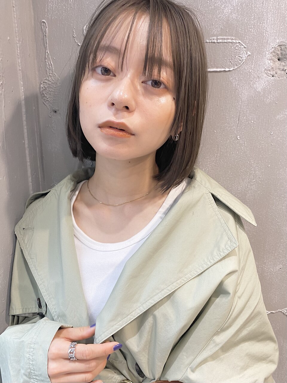 【PARK】カーキベージュ×ナチュラルフェザーボブ