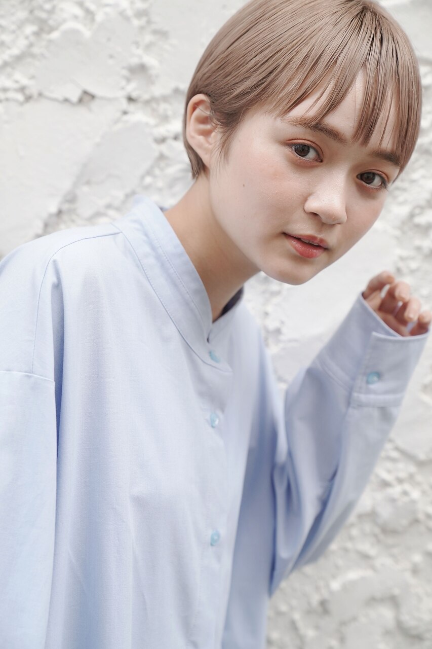 大人可愛い20代30代40代ベージュカラーショートボブ丸みショート