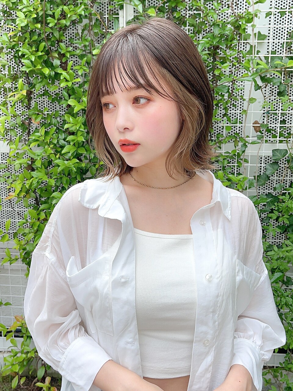 石塚／大人かわいいインナーカラーベージュボブ10代20代30代新宿