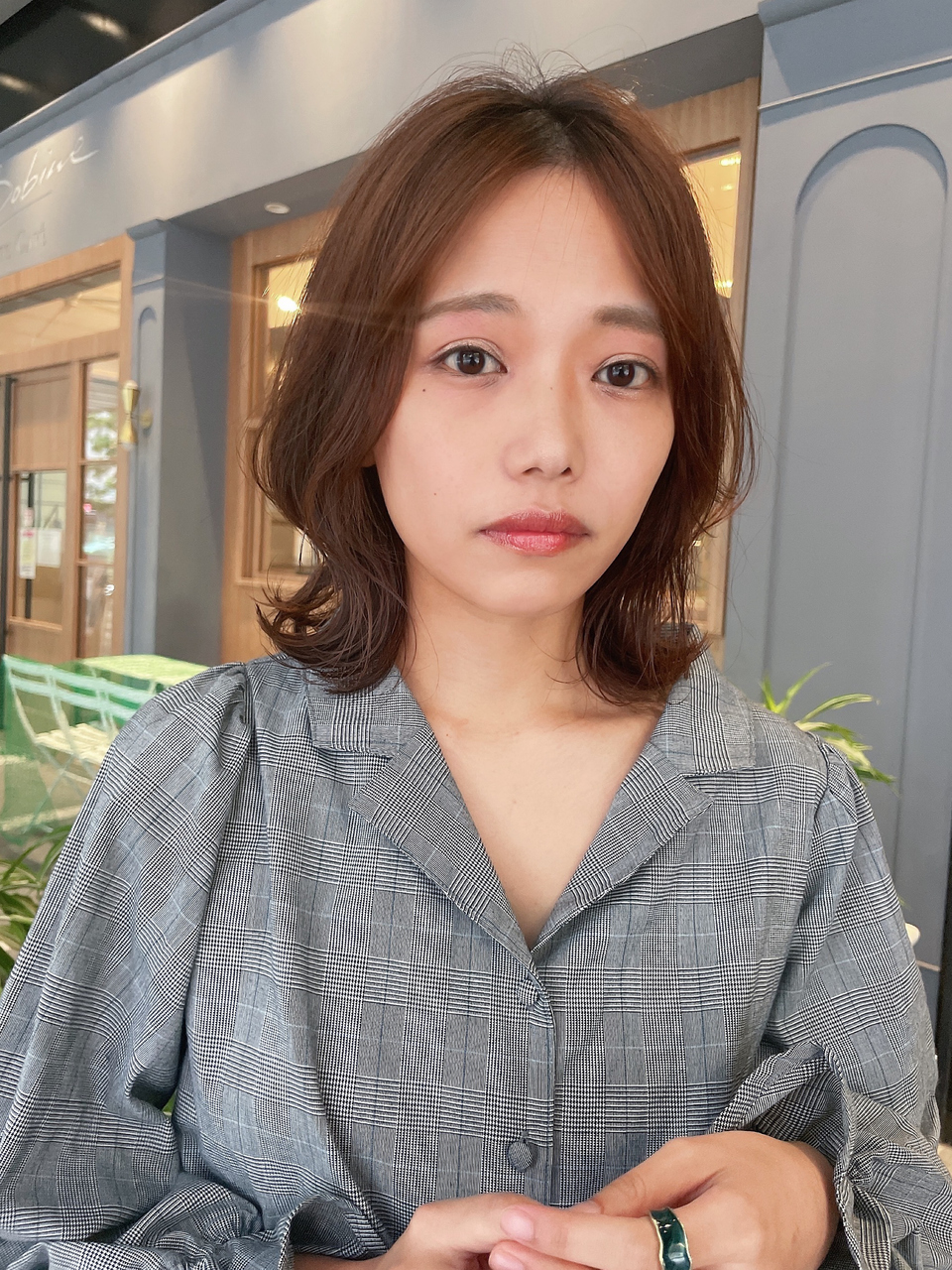 【2wayバング】センターパートで甘すぎない波巻きボブ