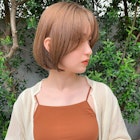 フレンチミニボブ×くすみベージュ