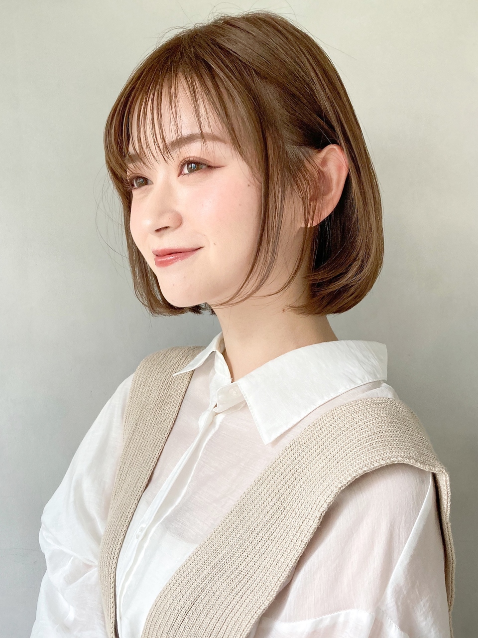 大人かわいいミディアムボブ♪小顔デジタルパーマワンカール時田