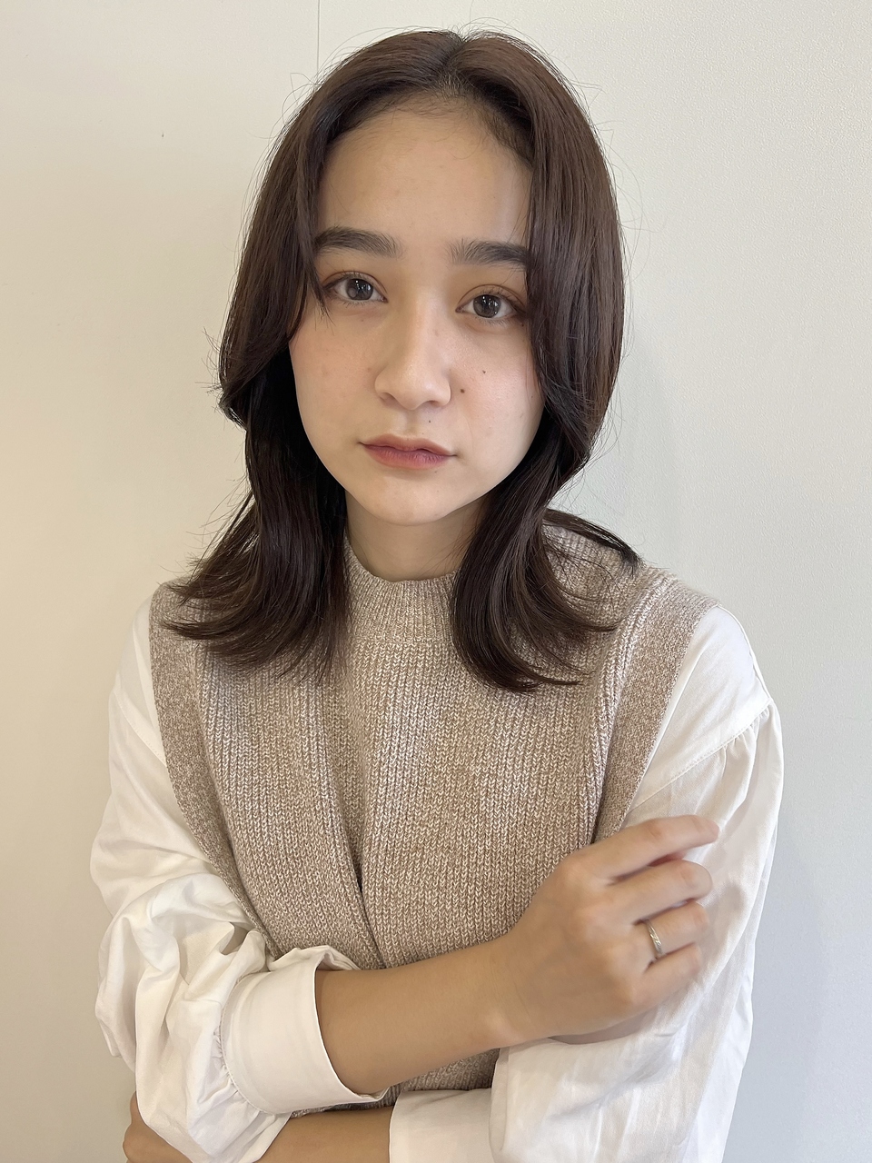 10代20代/レイヤーセミロング/マロンブラウン