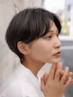 大人可愛い20代30代40代黒髪前下がりショートボブ丸みショート◎