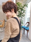 ゆるめウェーブ×ピンクブラウンマッシュショート　野村恵子