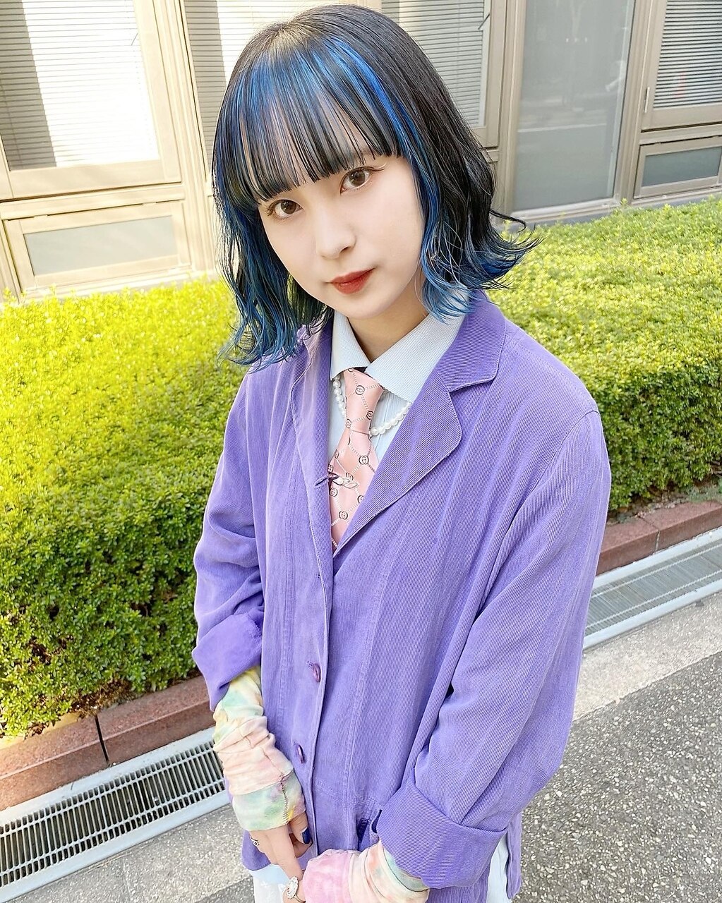 【早瀬忍　梅田中津】インナーブルーカラー×ミディアムボブ