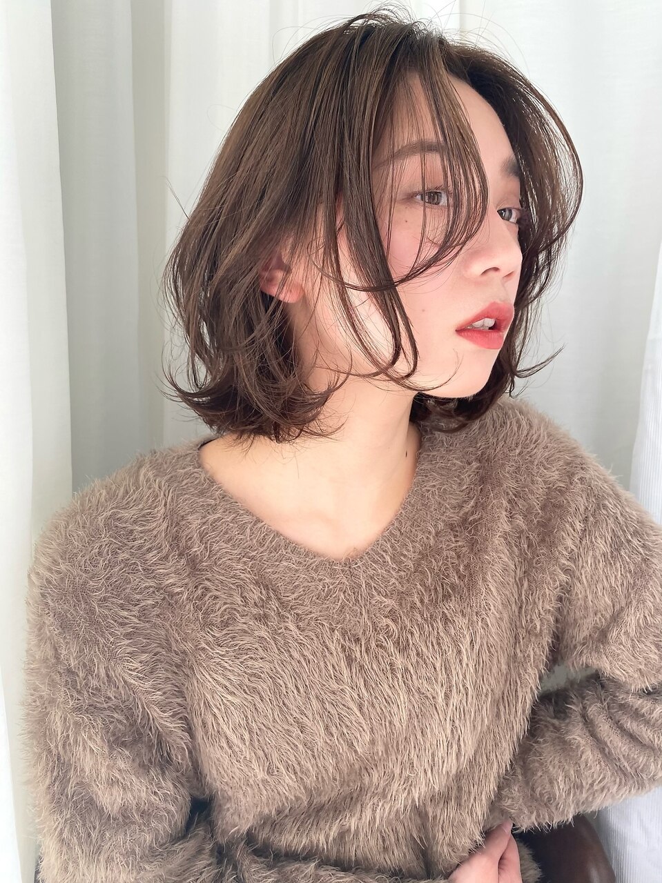 30代40代50代おすすめ＊ひし形くびれレイヤーボブ　外ハネ