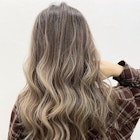 エアタッチバレイヤージュ顔ショート/テラコッタ/くすみブルー