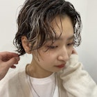 【F.】中崎町20代30代前髪なしショートボブパーマ