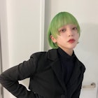 ネオングリーン姫ボブ