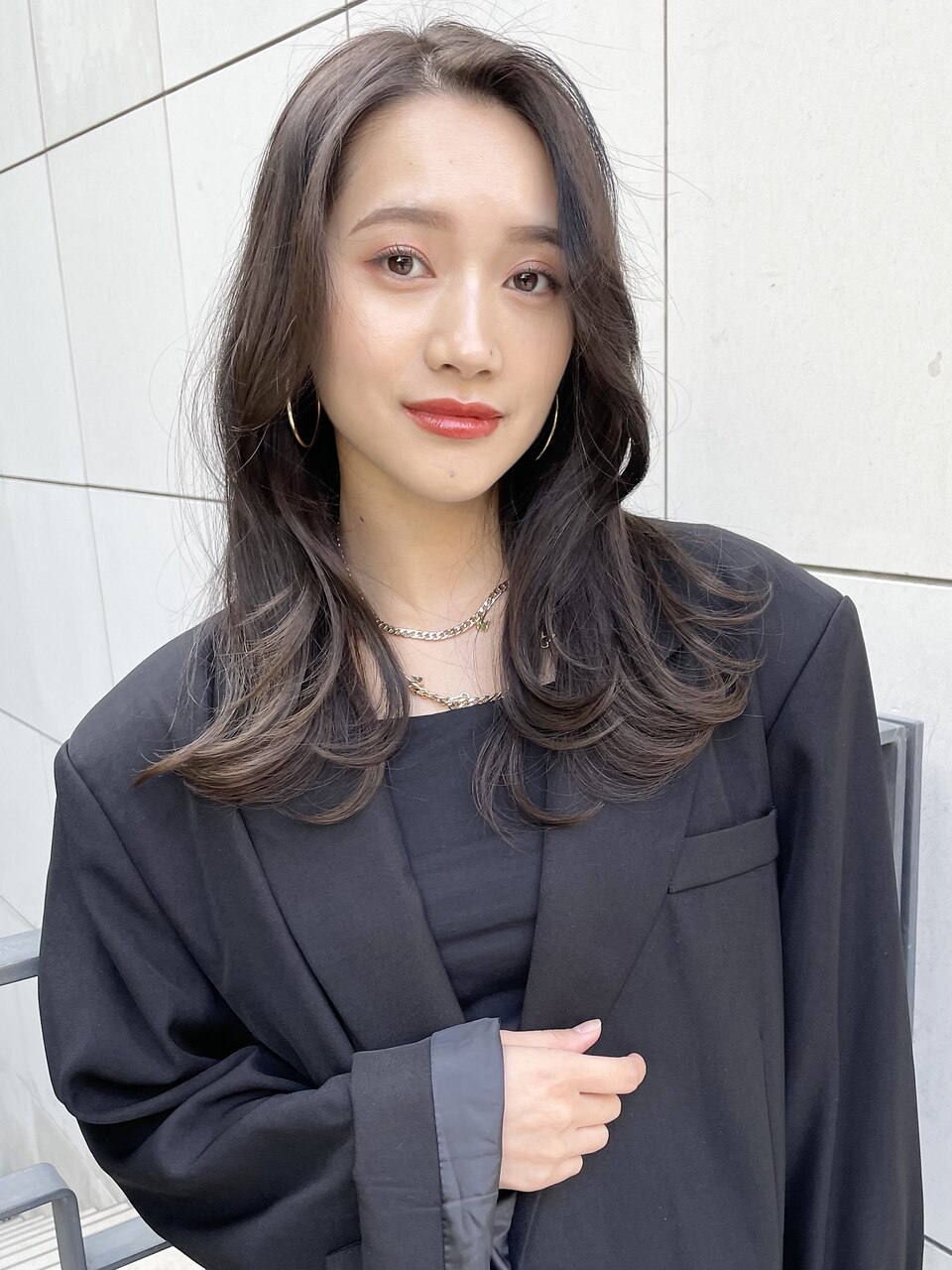 韓国ヘア20代30代40代 くびれヘア  アッシュグレージュM1129