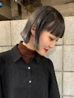 #切りっぱなしボブ＃ダークグレー＃ダブルカラー(guest.36)