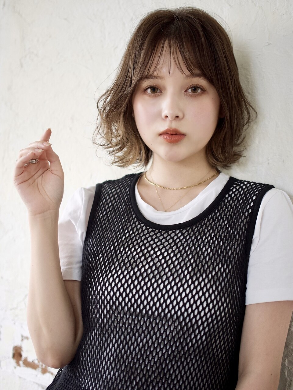 大人かわいい＋シースルーバング＋くびれボブ20代30代40代