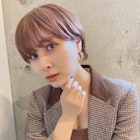 マッシュショートボブ/フェザーバング/オレンジブラウン