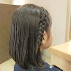 仙台D 女の子カット×ワンレングス×編み込みアレンジstyle