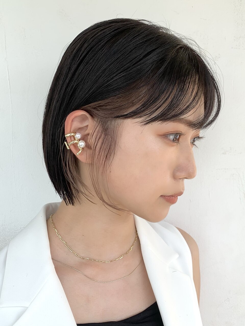 ☆ケアブリーチインナーカラーホワイトベージュ切りっぱなしボブ