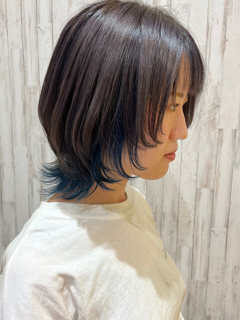 ボブウルフ×インナーカラー[20代30代40代50代60代]