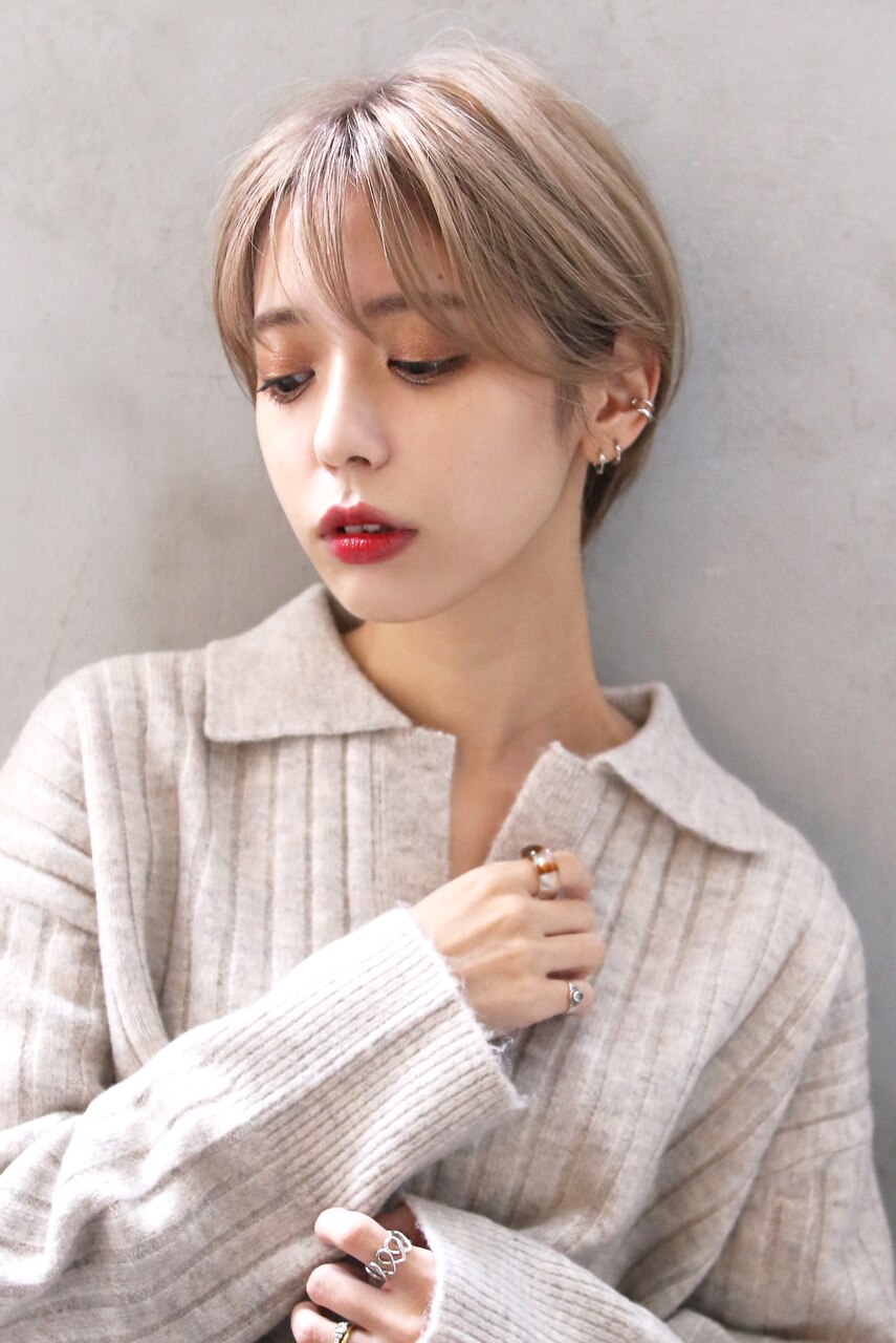 プラチナベージュ＿ショート＿ボブショート