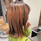 パツっとボブ オレンジカラー コントラストカラー/山中