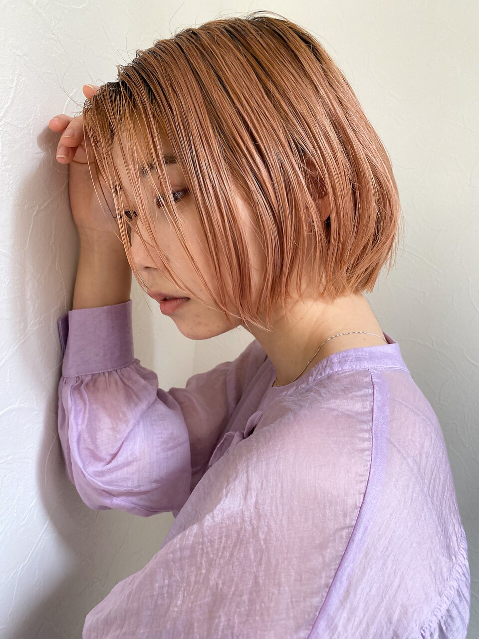 <puf> 大人ハイトーンベージュ×ショートボブ。　伏見/髪質改善