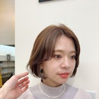 インナーカラーボブ モカブラウン シースルーバング