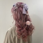 編み込みハーフアップ