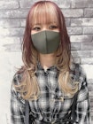 ピンクバイオレットミルクティーインナーカラーロングウルフ