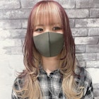 ピンクバイオレットミルクティーインナーカラーロングウルフ