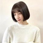 前髪あり韓国ボブタンバルモリ×ベージュカラー♪