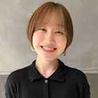 丸みショート×シースルーバング×インナーミルクティーベージュ