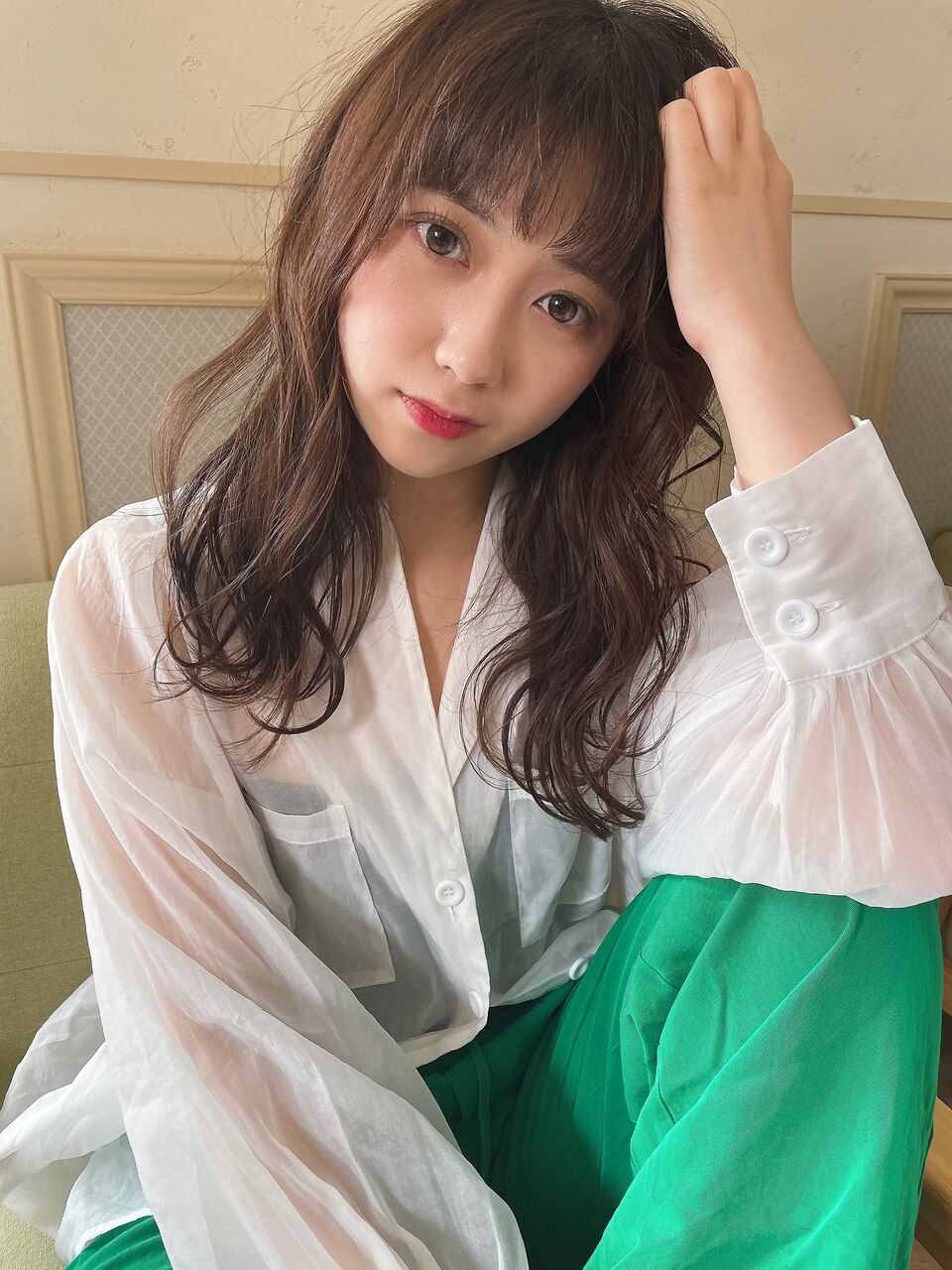 20代30代40代50代ひし形デジタルパーマエアリーミディ黒髪