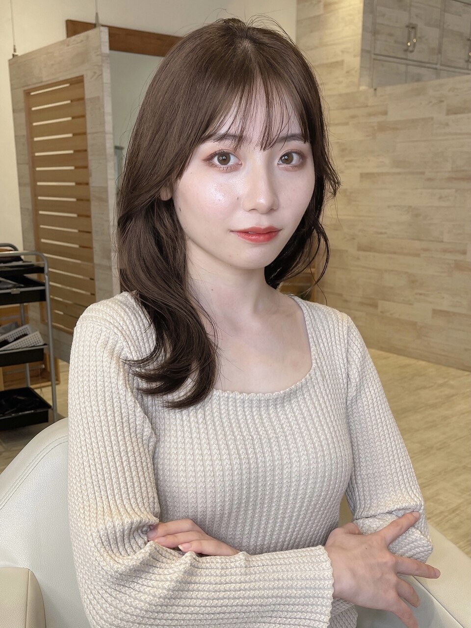 【famhair新小岩 岡野】大人可愛いグレージュくびれセミロング