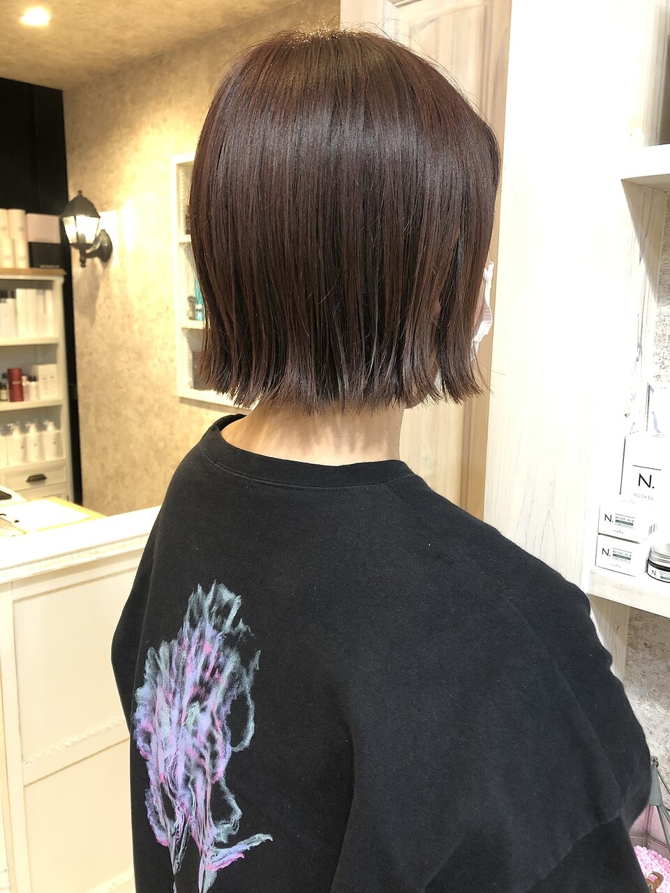 福山美容室caary大人気イルミナカラー　ミニボブラベージュ