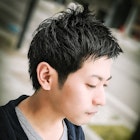 メンズ 黒髪アップバングショート