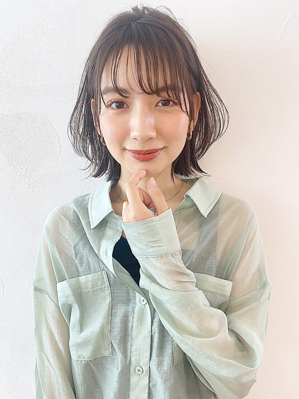 エアリー耳掛けボブ_くびれヘアアースカラーツートンカラー_7770