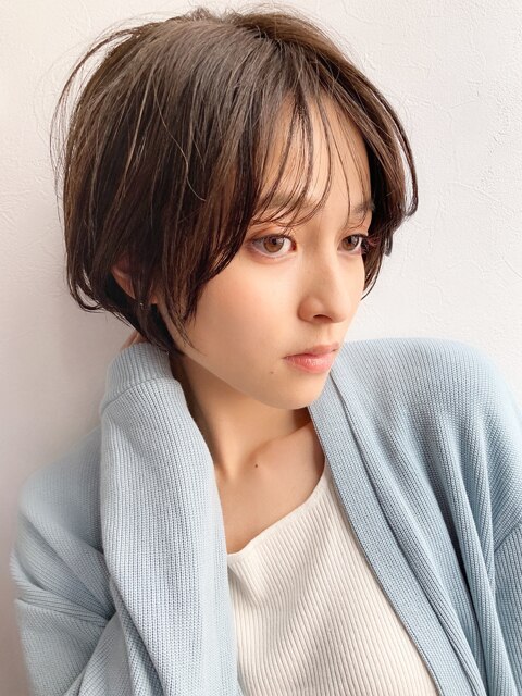 絶壁解消!!丸みショート×シースルーバング　 20代30代40代