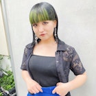 【早瀬忍 梅田中津】スーパーワイドバング×黄緑カラー